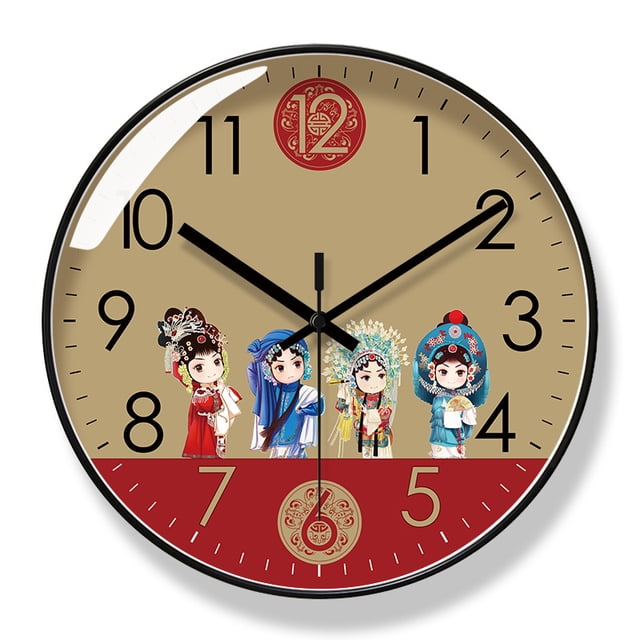 Reloj de pared de estilo chino que no hace tictac, silencioso, 30 cm