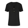 thumbnail image 7 of Wlynlyn Womens Casual Tops Rolled Short Sleeve Shirts Casual V Neck T Shirts Solid Color Loose Summer Top, 7 of 7