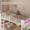 thumbnail image 4 of Plonmago Twin Over Twin Bunk Bed with Desk,Twin Size Bunk Beds with LED Light & Charging Station,Metal Bed with Safety Guardrail,Ladder,Space Saving,White, 4 of 9