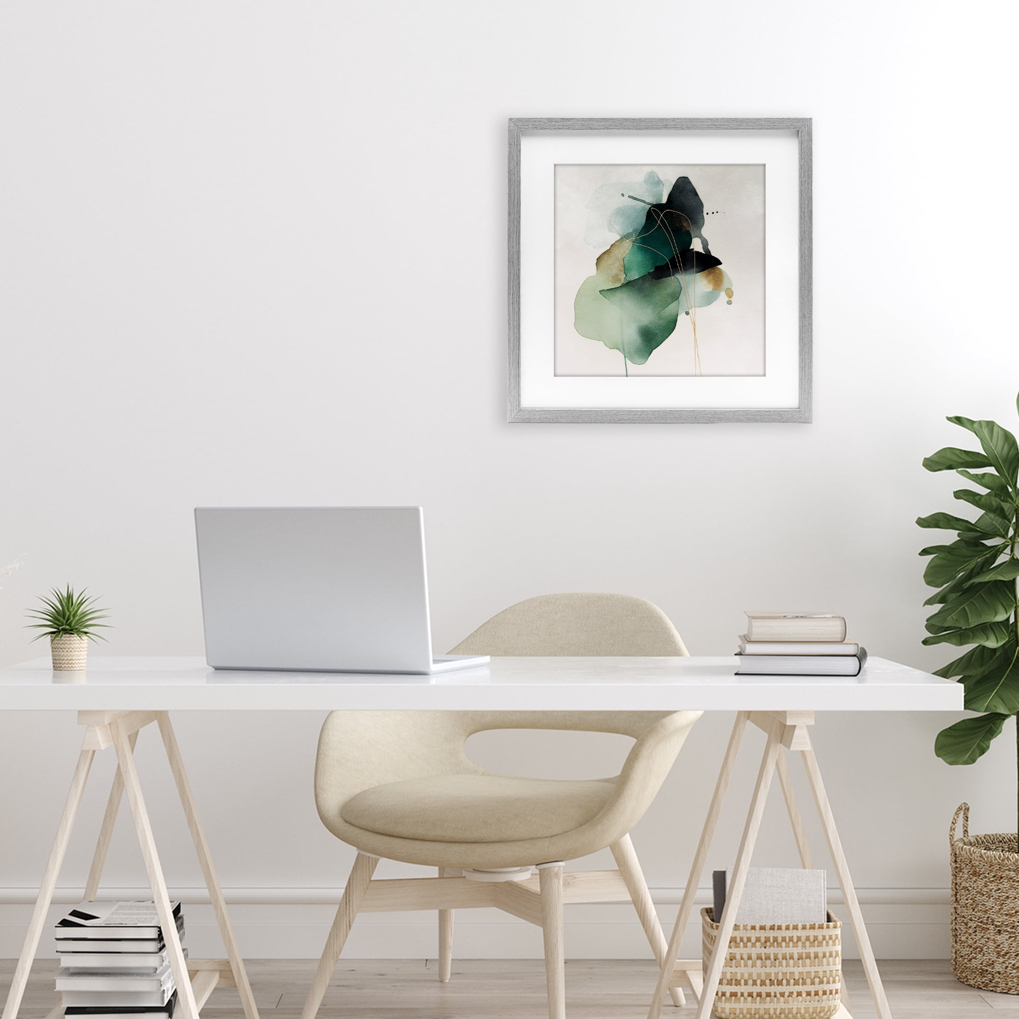 Stupell Industries Fluid Emerald Cascade Gray Framed Print Under Glass, design by Svetlana Aleynikova