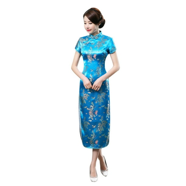 Flmtop Traditional Chinese Women Long Cheongsam Bridesmaid Short