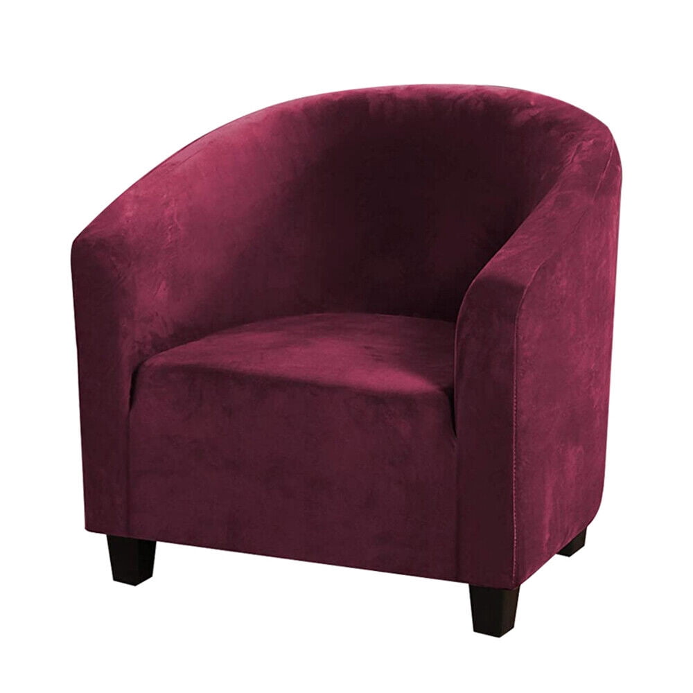 TOPCHANCES Tub Chair Covers for Armchairs, Tub Sofa Slipcover, Polyester Club Chair Slipcover, Stretch Armchair Slipcover for Dining Living Room Office Reception, Burgundy, 1 Pack