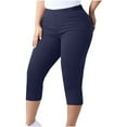 thumbnail image 2 of Tumotour Yoga Shorts For Women Plus Size Yoga Pants Cropped Trousers Solid Color Lace Elastic High Waisted Running Workout Gym Shorts, 2 of 9