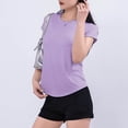thumbnail image 4 of Blczomt Plain Women Tops Summer Basic Tee Shirt Casual Crew Neck Purple Short Sleeve Shirts Women, 4 of 5