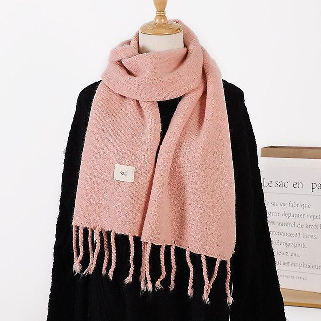 Bufanda de Otoño Invierno para mujer, chal cálido de Color sólido súper largo acrílico a la moda, abrigo grueso doble para mujer