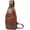 Brown, variant on Men Leather Sling Bag Purse Waterproof Crossbody Chest Bag Sling Backpack with USB Charging Port One Shoulder Bag