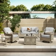 thumbnail image 2 of Ovios 6 Pieces Patio Furniture Set with Swivel Rocking Chair All-Weather Wicker Outdoor Conversation Sectional Set with Solar Lamps Coffee Table, 2 of 12