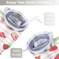 thumbnail image 5 of Strawberry 40 Oz Tumbler with Handle Lid and Straw, Stainless Steel Double Walled Vacuum Insulated Cup, Cute Anniversary Wedding Birthday Gifts Tumbler for Women Men Friends Outdoor Indoor, 5 of 7