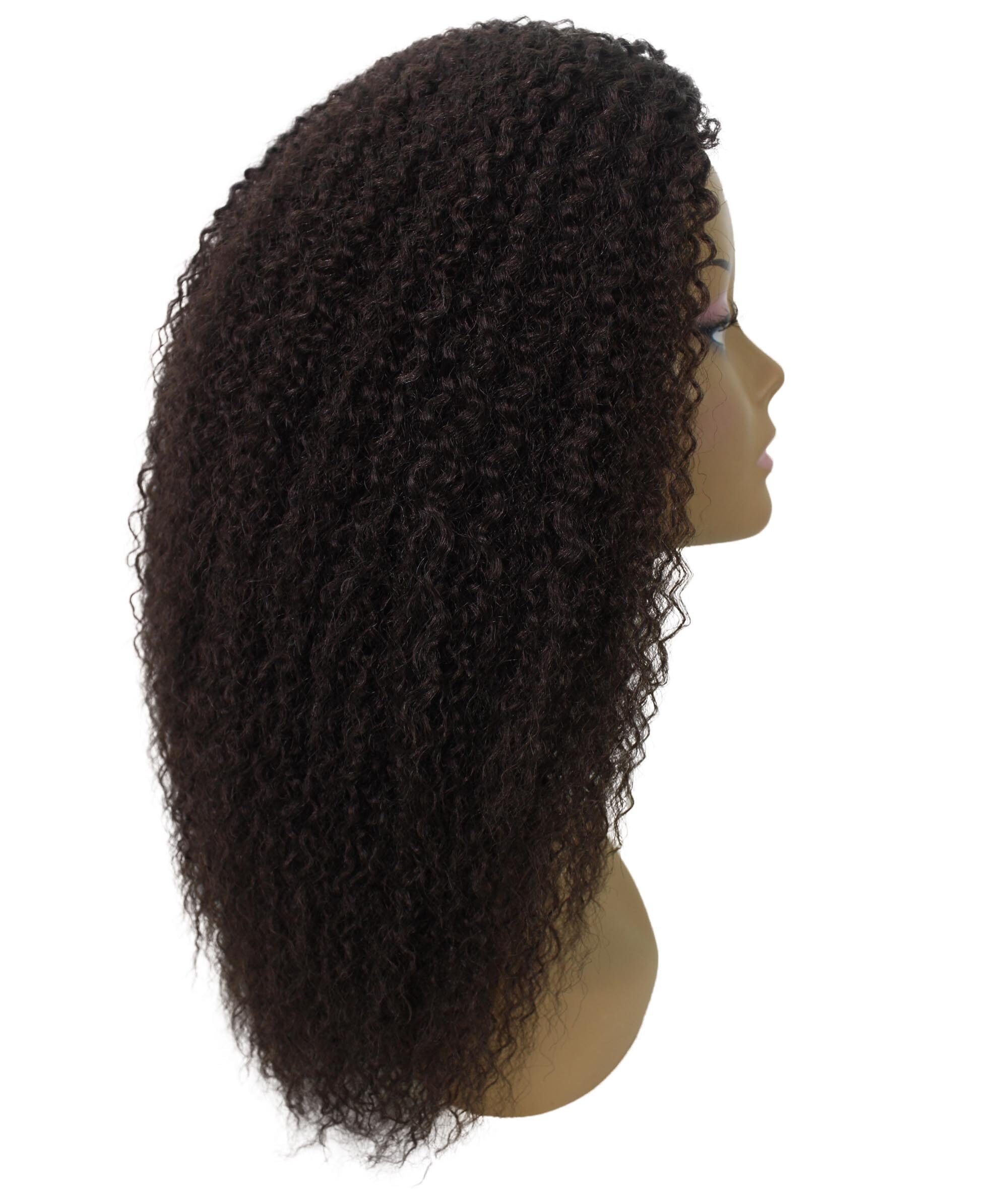 LUXLUXE Rosario Curly Body Waves 20 in Long Half Wig Mix Human Hair and Synthetic Fibers,Medium Brown