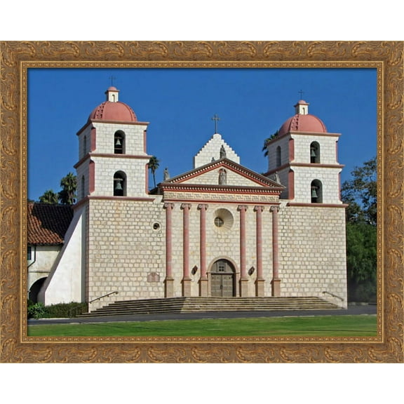 Mission Santa Barbara 36x28 Large Gold Ornate Wood Framed Canvas Art