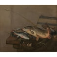 thumbnail image 2 of Pieter van Noort 14x12 Black Ornate Wood Framed Double Matted Museum Art Print Titled: Still Life with Fish (1648 - 1672), 2 of 5