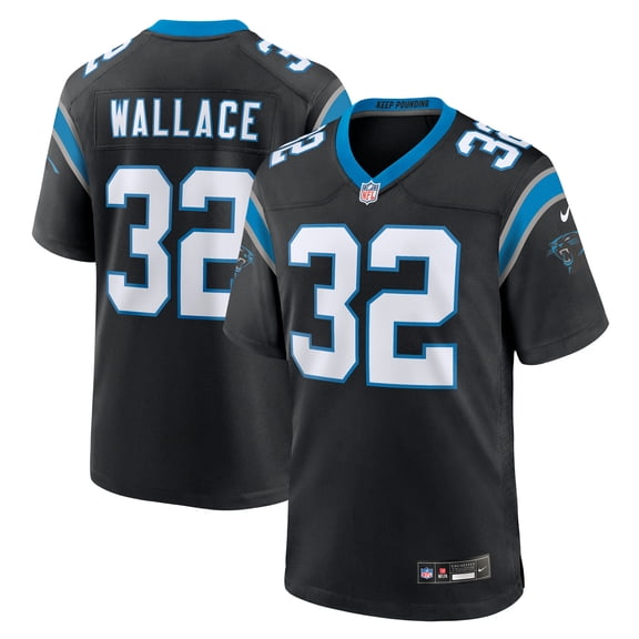 Men's Nike Trevin Wallace Black Carolina Panthers Team Game Jersey