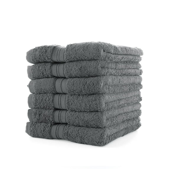 Mellanni Hand Towels 100% Cotton 16"x28", 6 Pack, Gray