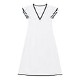 thumbnail image 4 of ClodeEU Women's V Neck Ruffle Sleeve Midi Dress,Casual A Line Loose Sundress with Pockets White,Women's Plus XL, 4 of 5
