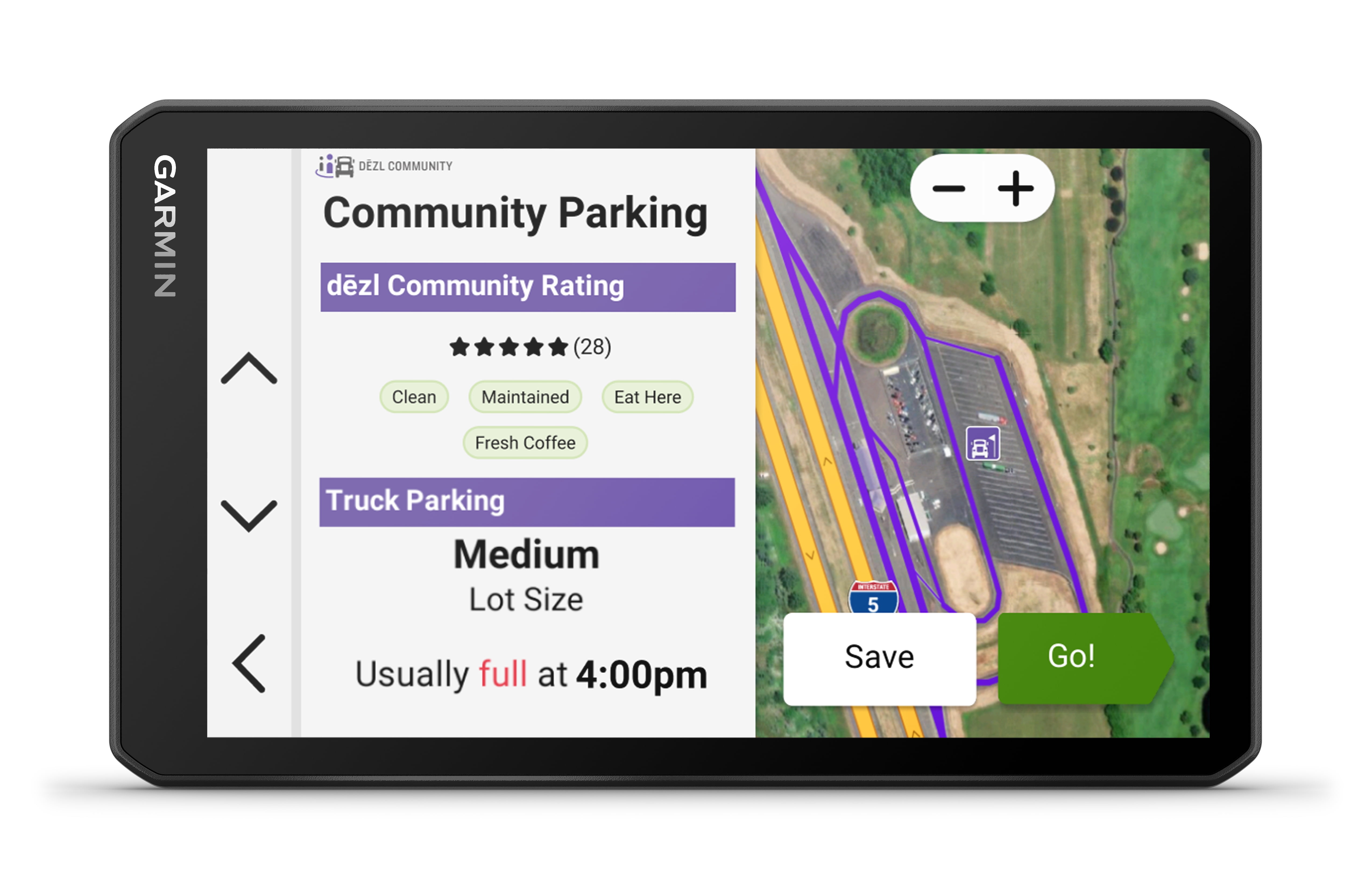 Garmin dēzl™ OTR720, Large High-Res 7” GPS Truck Navigator, Custom Truck Routing, Satellite Imagery, Wind Speed, Community-Shared Loading Docks, Truck Entrances & Parking Availability