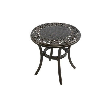 Hampton Bay APH03715K01 Niles Park 18 in. Round Cast Top Patio Side Table