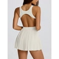 thumbnail image 5 of Women'S Tennis Flowy Pleated Sports Dress for Women Backless Sleeveless Summer Mini Golf Dress Diamond White XL, 5 of 6