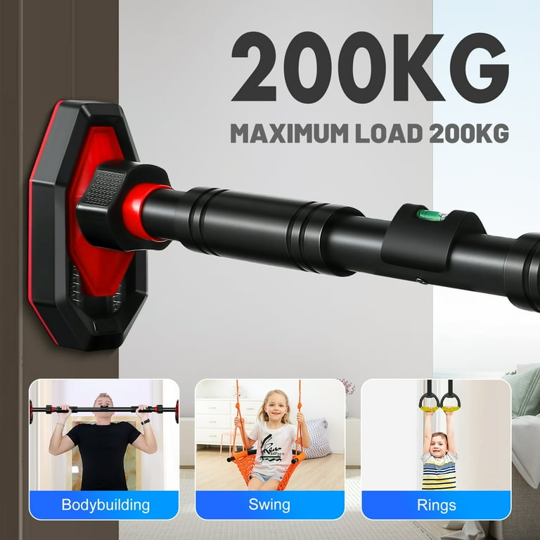 Black Home Gym Pull Up Bar Locking and Adjustable Door Frame Fit