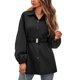 thumbnail image 1 of Women's Casual Shacket Jacket Solid Color Long Sleeve Button Down Shirt Shacket Tops Fashion Fall Shirts Outwear Blouses dark green XL, 1 of 4