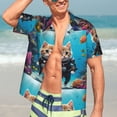 thumbnail image 5 of Yiaed Underwater Diving Cat Print Hawaiian Shirt for Men Short Sleeve Button Down Shirts Beach Shirts for Men-Small, 5 of 5