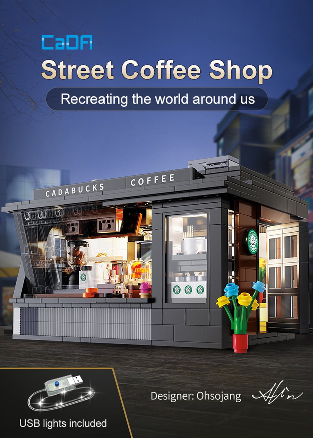 CaDA® Landscape series Coffee House Model Building Block Toy C66005W Building Kit for Kids (768 Pieces)