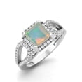 thumbnail image 2 of 2.5 Ctw Square Shape Ethiopian Opal 925 Sterling Silver Split Shank Valentines Day Gifts Ring, 2 of 4