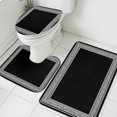 thumbnail image 3 of Black Geometric Bath Mat 3 Piece Bathroom Rug Set, Country Farm Traditional Chinese Tile Non Slip Bath Rug Contour Mat and Toilet Lid Cover, Absorbent Shower Mats Soft Bath Rugs and Mats Sets, 3 of 8