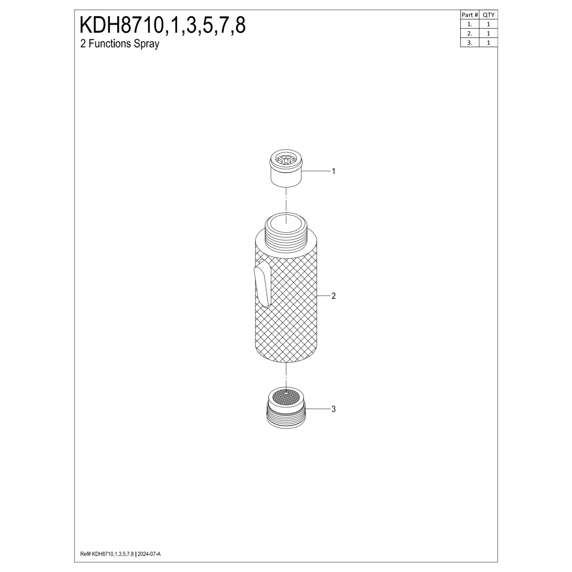 Kingston Brass KDH8710 Convergent Pull-Down Kitchen Faucet Sprayer Head, Matte Black