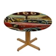 thumbnail image 3 of Orinice Route 66 Sign Cowboy Western Art Round Table Cover Stain Resistant Washable Indoor Outdoor Tablecloth Kitchen Dining Wedding Parties 100% Polyester Fiber 42-46, 3 of 8