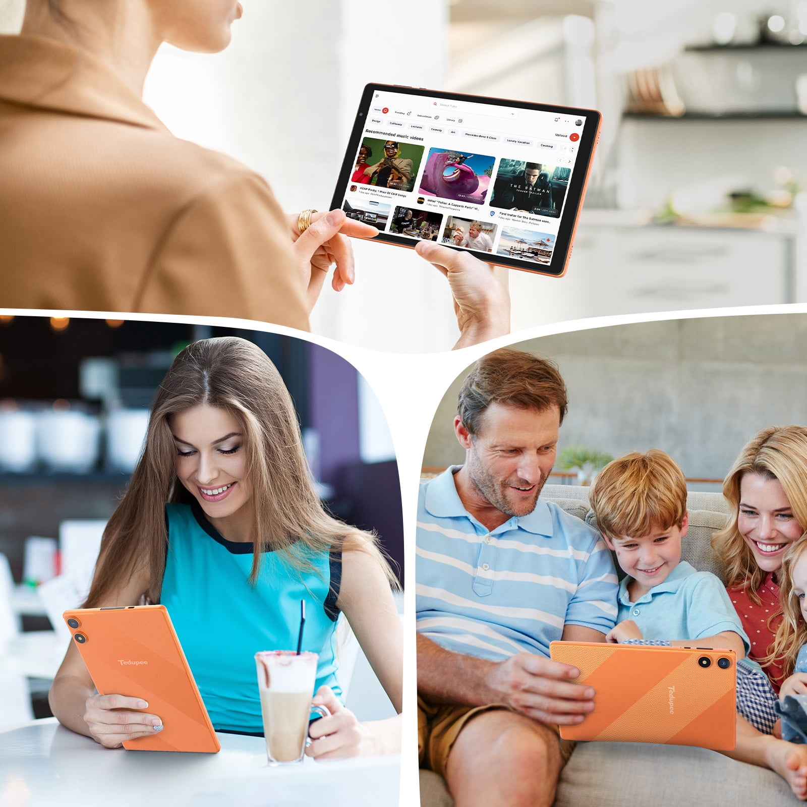 Android 16 Tablet, 10.1 inch, Five-core CPU, RAM 3GB, ROM 32GB (Up to 1TB), 800x1280 IPS, 5G WiFi 6, 2MP+2MP, 6000mAh-Orange