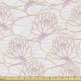 thumbnail image 1 of Floral Upholstery Fabric by the Yard, Close Up Scene of Digital Striped Water Lilies on a Plain Background, Decorative Fabric for DIY and Home Accents, Lilac and Pale Yellow by Ambesonne, 1 of 5