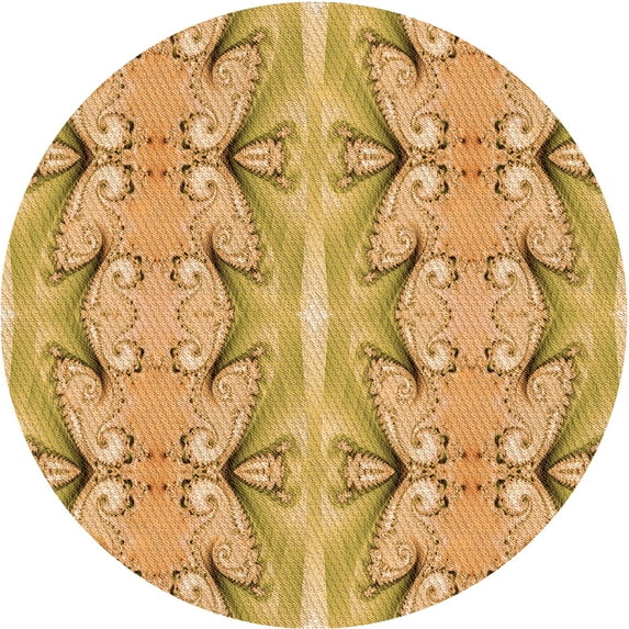 Ahgly Company Machine Washable Indoor Square Transitional Orange Area Rugs, 3' Square