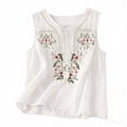 thumbnail image 2 of Holzkary Linen Tops for Women Summer Floral Embroidered Tops Tunic Top Solid Vest Crop Tops Light Weight Shirts Boho Shirts Sleeveless Layering Camisoles CrewNeck Racerback Tops Plus Size Shirts 5XL, 2 of 9
