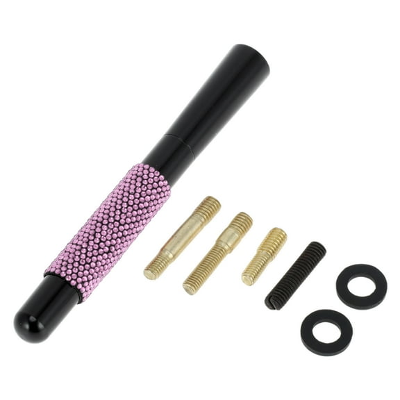 Unique Bargains 1 Set Universal Car Signal Antenna 4.72" Bling Rhinestone Polished Finish Antenna for Decoration Aluminum Alloy Material Pink 4.72"