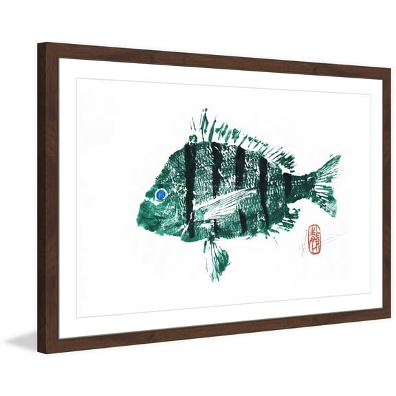 "Sheepshead in Green" Framed Painting Print