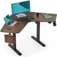 thumbnail image 1 of FITUEYES Bureau Électrique en Forme de L 36 x 35 Pouces Hauteur Réglable Bureau d'Angle Assis-Debout Table de Bureau à Domicile, Cadre Brun Foncé + Noir, 1 of 6