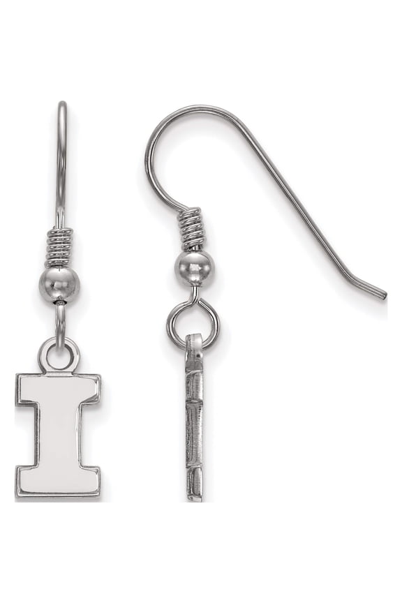 Sterling Silver S. Rh-Plated Logoart University Of Illinois Xs Dangle Earrings (29 X 6) Made In United States ss006uil