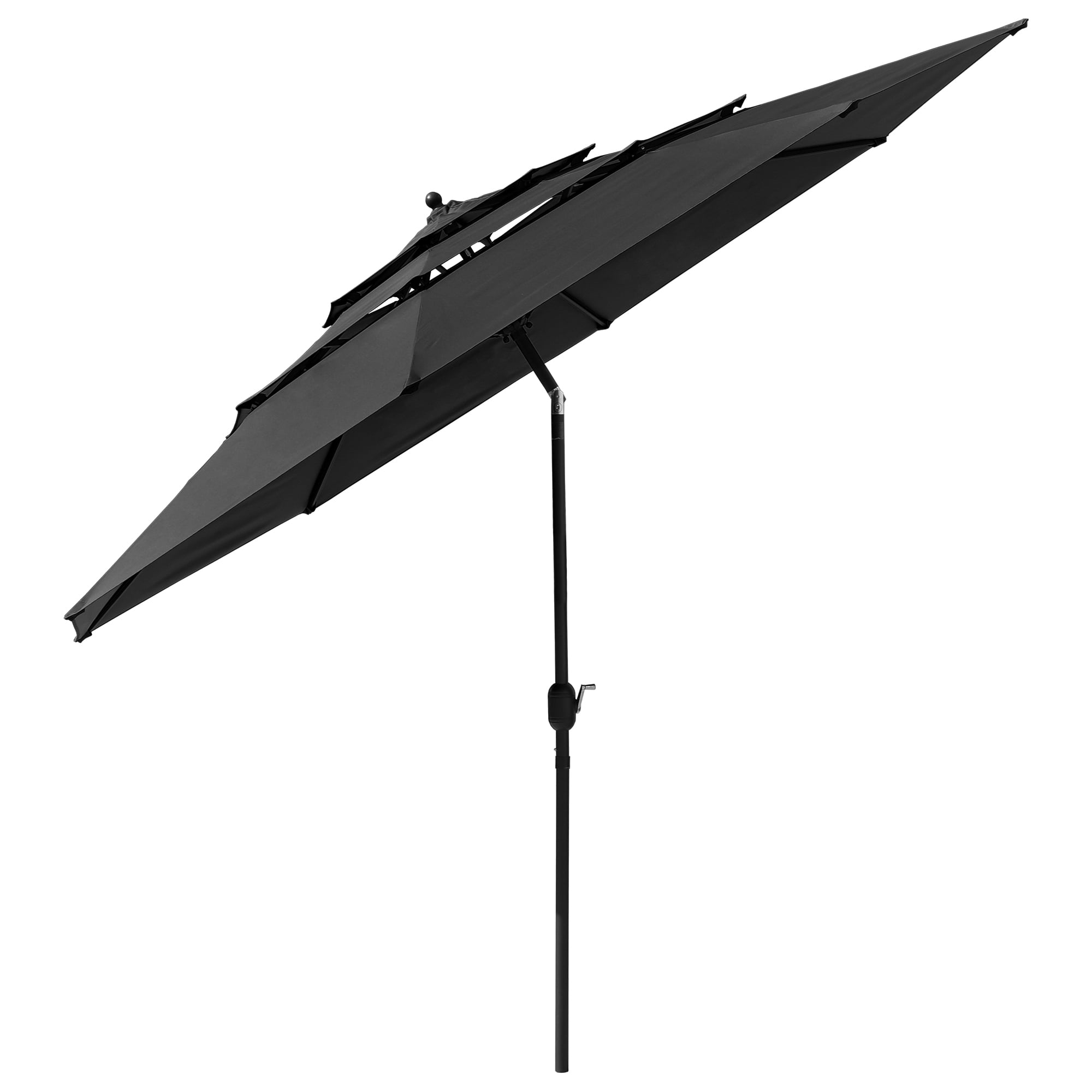 11 Ft 3 Tier Patio Umbrella with Crank Handle Push to Tilt
