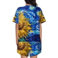 thumbnail image 4 of Womens Pajama Sets With Pocket, Whimsical Sunflowers Night Sky Lounge Sets Short Sleeve Sleepwear PJ Sets for Women, 4 of 6