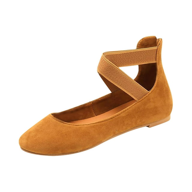 CEHVOM Chaussures Plates de Danse Élastiques pour Femmes Couleur Unie Automne Asakuchi