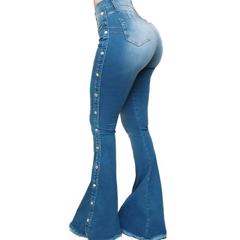 Buy CZFSWT Bell Bottom Jeans for Women, High Waisted Flare Jeans for Women  Ripped Stretchy Bell Bottoms Pants, 327-blue, XS at