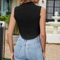 thumbnail image 5 of ManxiVoo Womens Slim Fit Sleeveless Knit Crop Top Summer Casual Stretchy Round Neck Tank for Daily Outfits XL Size Black, 5 of 6