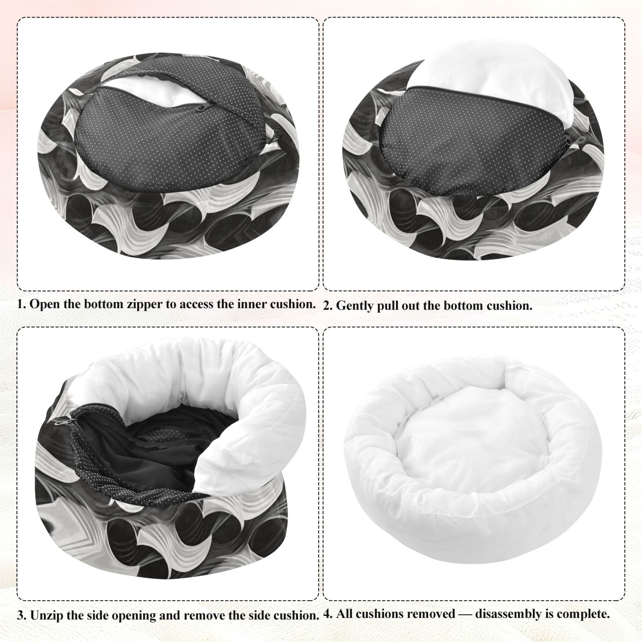 Iauyy Pet Couch Donut Cat Bed for Indoor Cats/Small Dogs Washable & Machine with Non-slip Bottom Calming Cat Furniture, Shapes Overlap Each Other (S)