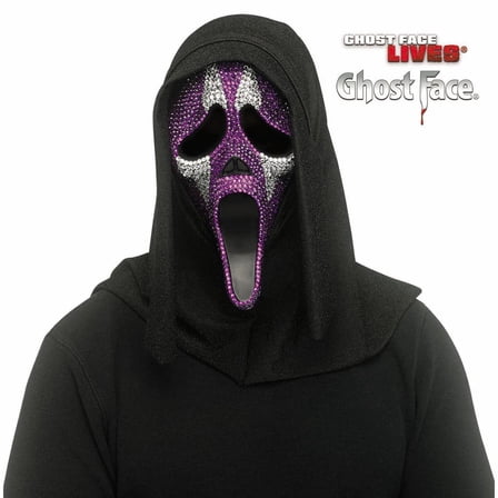 Fun World Ghost Face Men's Bling Jester Halloween Costume Mask - White One Size