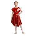 thumbnail image 2 of Doomiva Kids Girls Shiny Metallic Lyrical Liturgical Choir Worship Praise Dance Dress Asymmetrical Hem Tunic Dancewear Red 12, 2 of 6