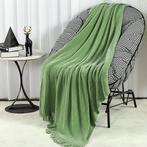 Manta Blagic Green Chenille Farmhouse de 50 x 60 cm