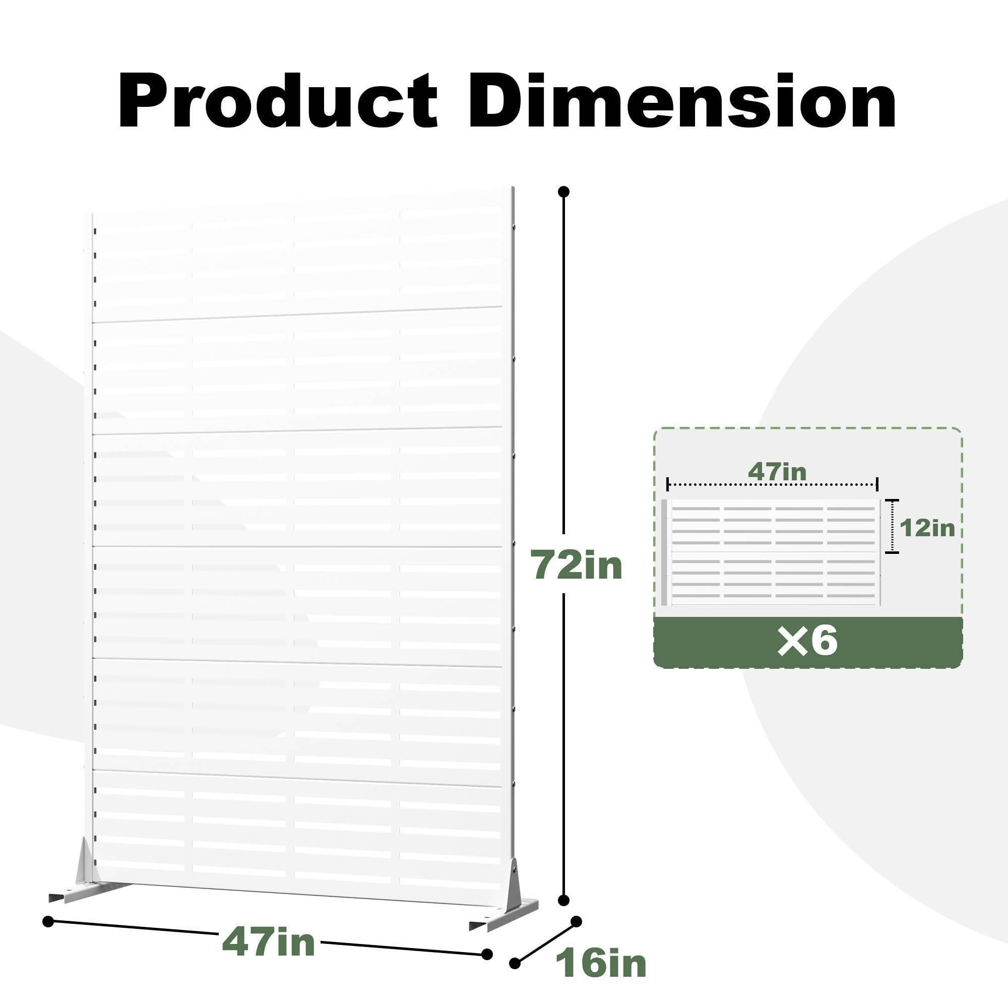 MAYEERTY 72x47 White Outdoor Natural Privacy Panel Screen, 6 Piece Set Natural Folding Divider for Backyard and Garden