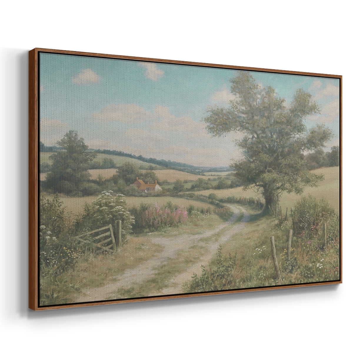Vintage Landscape-CCL By Wexford Home Framed in Walnut Wood Gallery Wrapped Canvas 17 in. x 25 in.