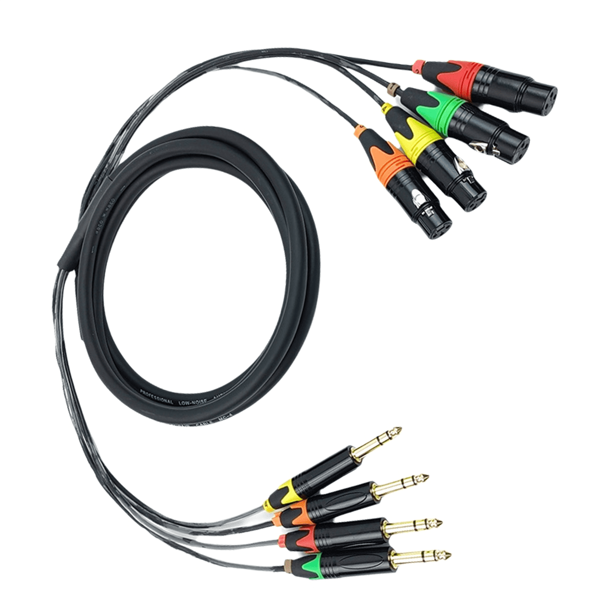 4 Channel 1/4 Inch TRS to XLR Cables 6.35mm Jack Stereo Audio Balanced Line to XLR Microphone Cables 90cm,1 * Cable,Black
