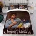thumbnail image 4 of Bob Ross: El Placer de Pintar Conjunto de sábanas temático, trío de piezas, cómodo y amigable con la piel, diseño único, regalo de decoración para el hogar para familiares, amigos y fans,135X200cm, 4 of 6